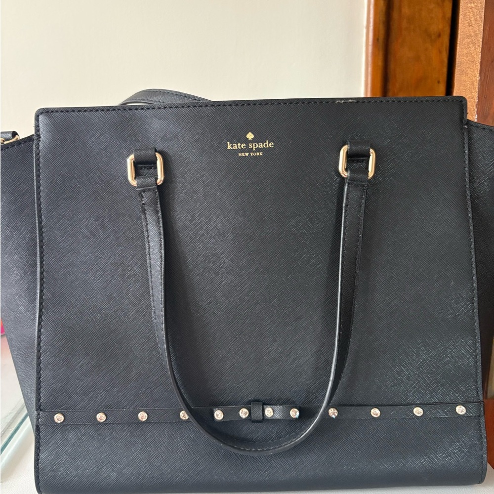 kate spade Black Leather Studded Tote